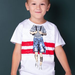 Wholesale White t-shirt for boy with print