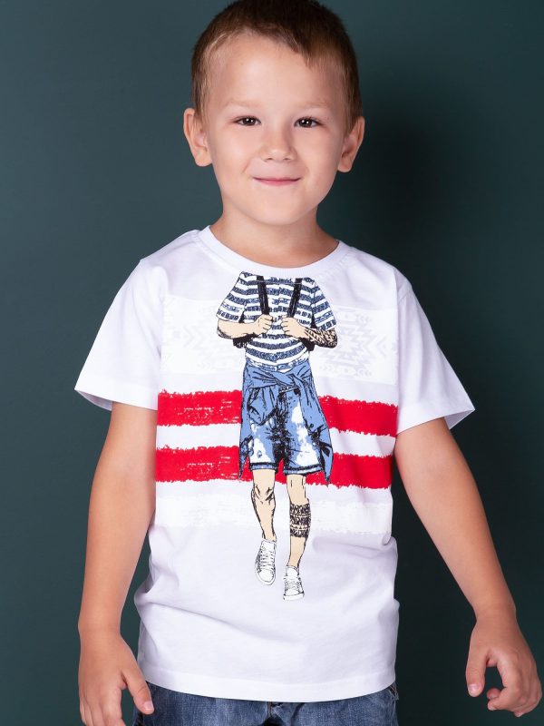 Wholesale White t-shirt for boy with print