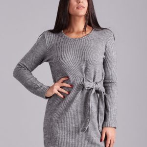 Wholesale Light grey striped dress with binding