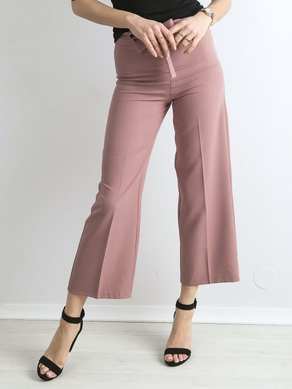 Wholesale Light pink wide pants with binding