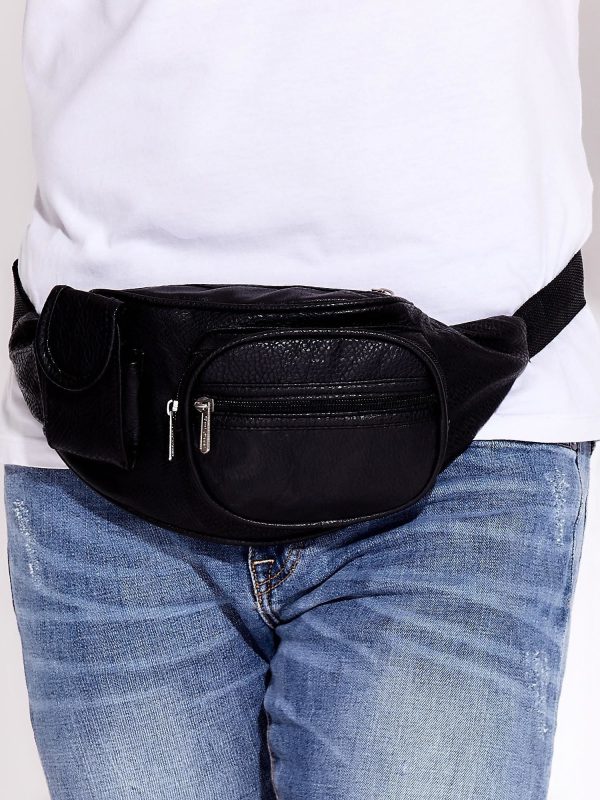 Wholesale Black Leather Kidney with Phone Pocket