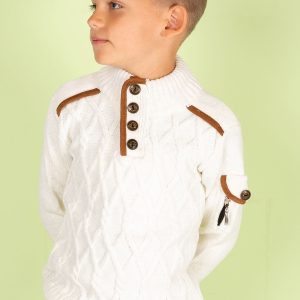 Wholesale Ecru sweater for a boy with braids