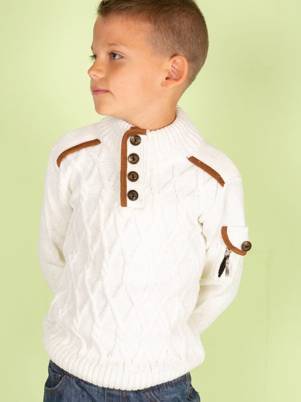 Wholesale Ecru sweater for a boy with braids