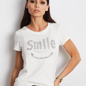 Wholesale Ecru t-shirt with jewellery inscription