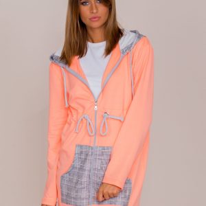 Wholesale Peach sweatshirt with hoodie and welts