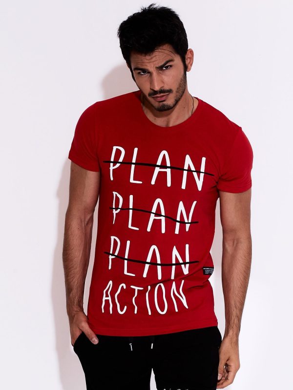 Wholesale Red t-shirt for men with motivational print