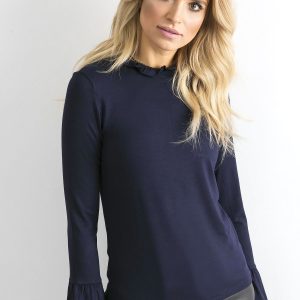 Wholesale Blouse with flared sleeves navy blue