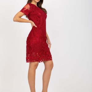 Wholesale Burgundy Pencil Mini Cocktail Dress with Lace