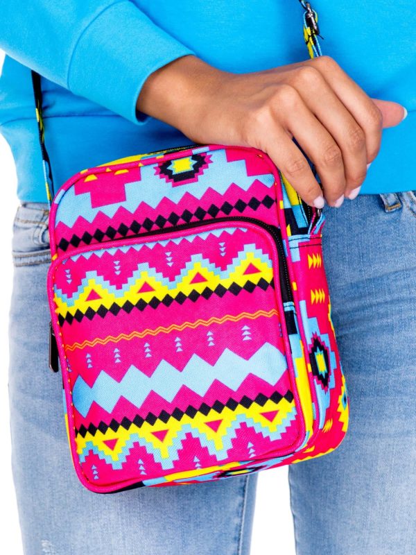 Wholesale Pink Material Messenger Bag In Aztec Patterns