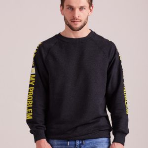 Wholesale Graphite sweatshirt for men with inscription on the sleeves