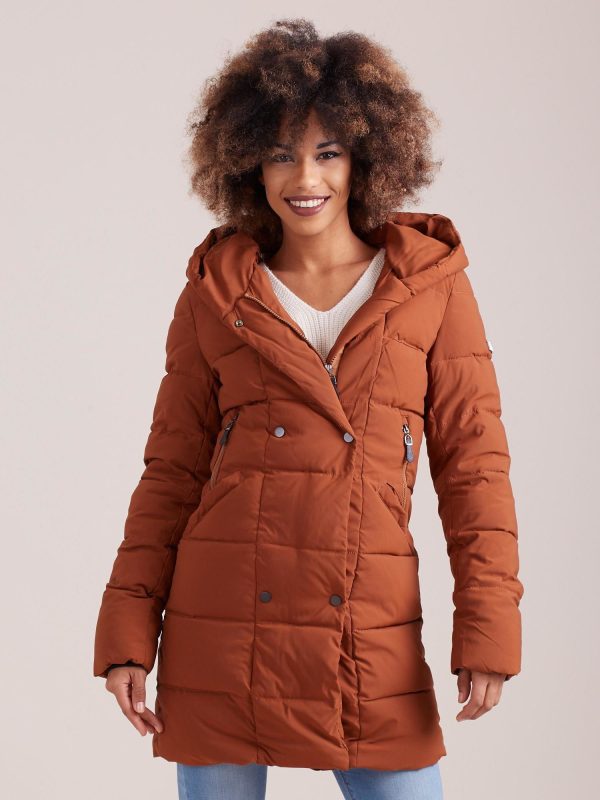 Wholesale Brown Quilted Winter Jacket