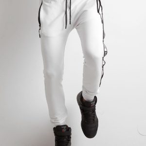 Wholesale Men's white tracksuits with stripes