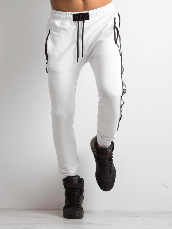 Wholesale Men's white tracksuits with stripes