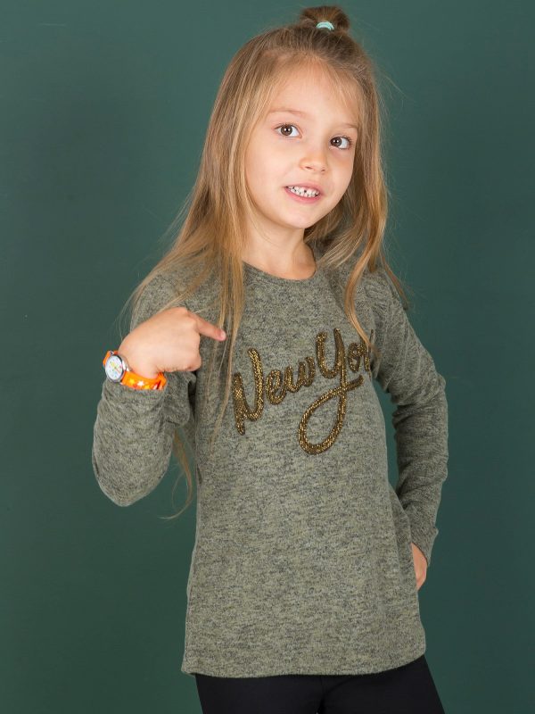 Wholesale Khaki blouse for girl with inscription