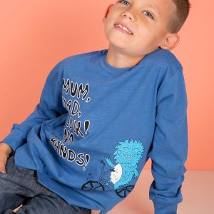 Wholesale Blue blouse for boy with comic print