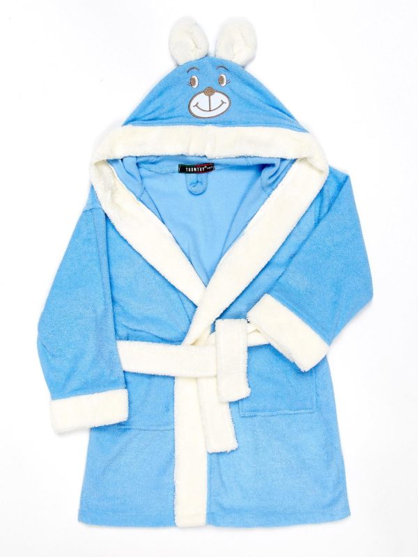 Wholesale Blue girls' bathrobe bear with hood and ears
