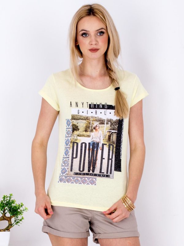 Wholesale Yellow t-shirt with boho print