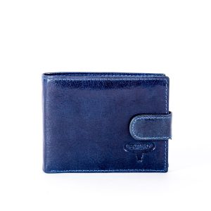 Wholesale Navy blue leather wallet with clasp