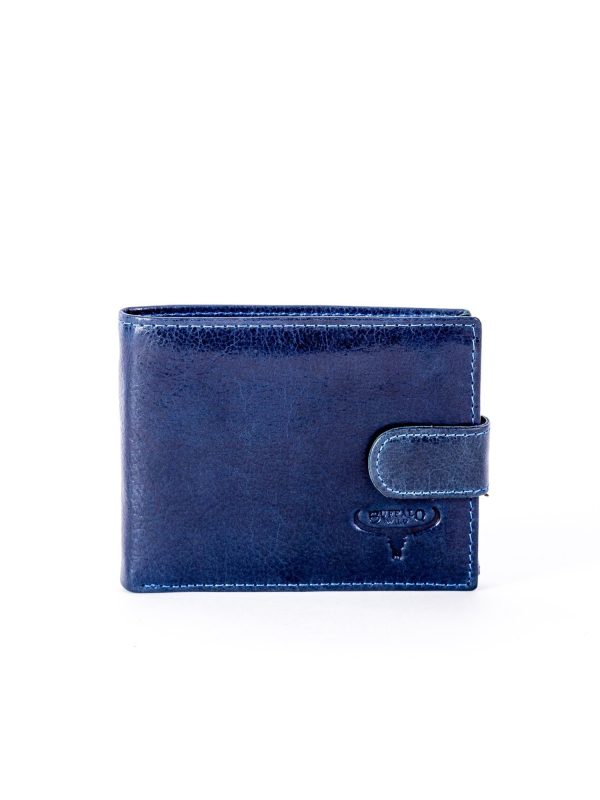 Wholesale Navy blue leather wallet with clasp