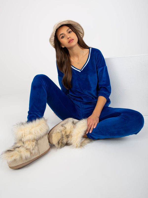 Wholesale Women's Cobalt Velour Set with 3/4 Sleeves