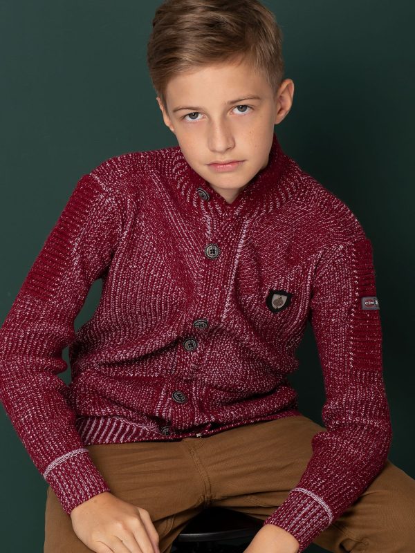 Wholesale Burgundy sweater for boy with pockets