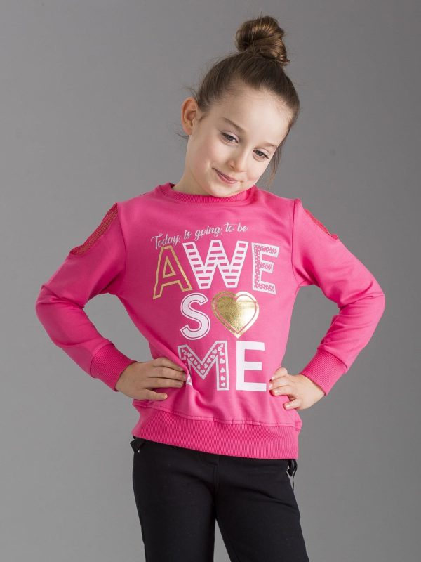 Wholesale Pink sweatshirt for girl with print