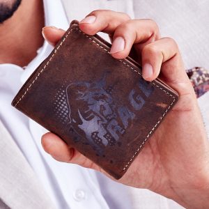 Wholesale Brown leather wallet for man with print