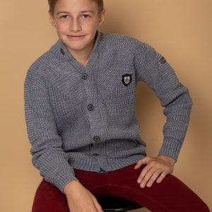 Wholesale Gray-blue sweater for boy with pockets