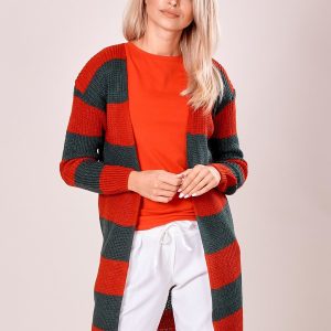 Wholesale Red khaki sweater with stripes