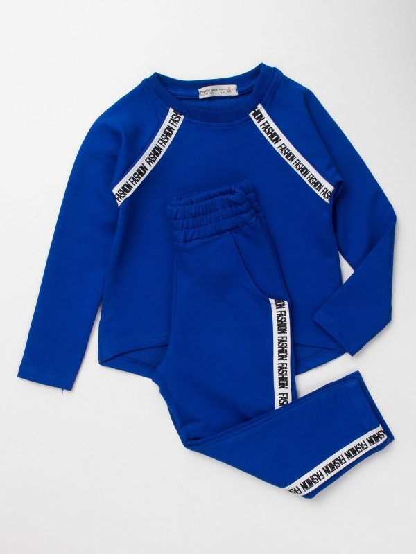 Wholesale Cobalt sweatshirt set for girl sweatshirt and pants