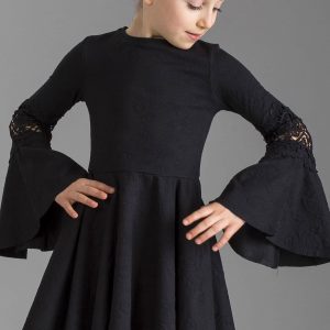 Wholesale Black dress for girl with wide sleeves