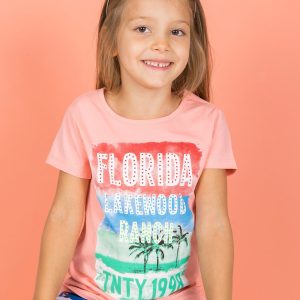 Wholesale Peach t-shirt for girl with inscriptions