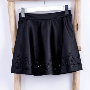 Wholesale Skirt for girl black made of eco-leather