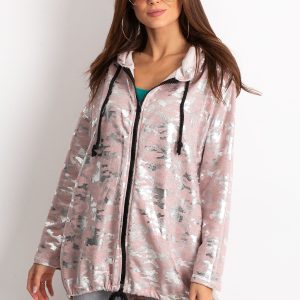 Wholesale Pink Hoodie with Silver Gloss