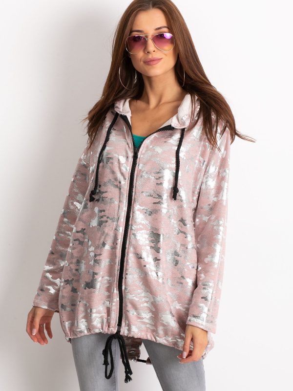 Wholesale Pink Hoodie with Silver Gloss