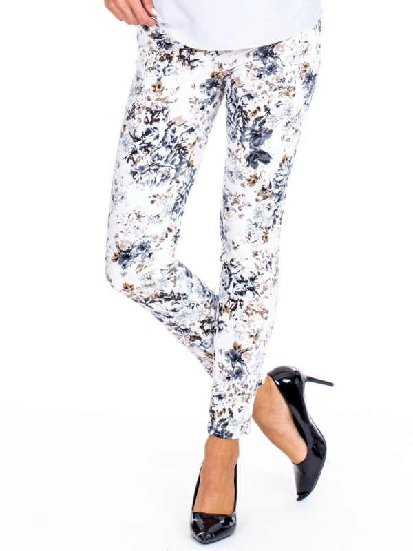 Wholesale Brown slim fit floral pants