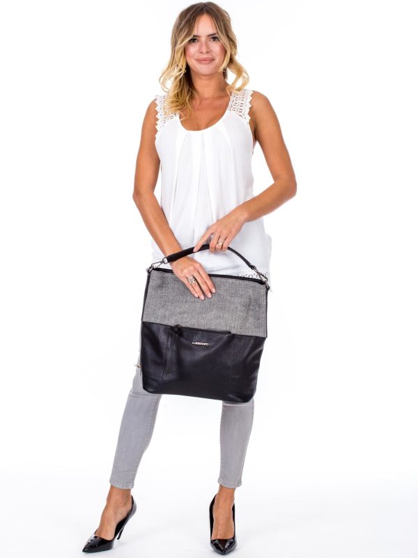 Wholesale Black bag with canvas insert