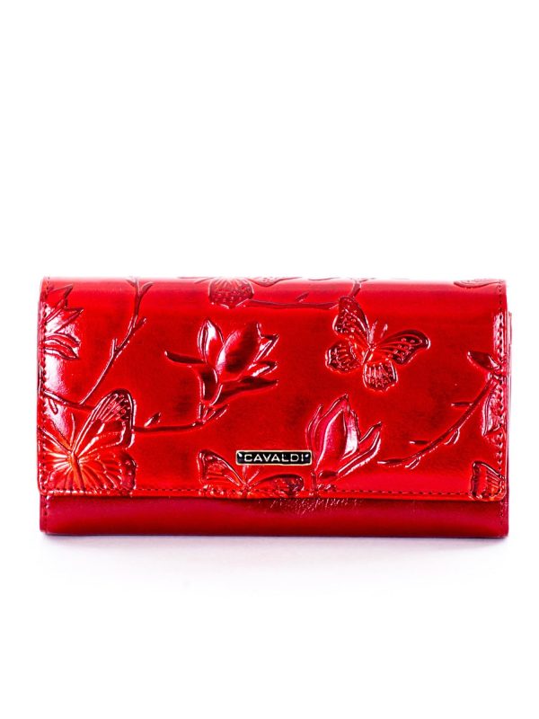 Wholesale Red wallet in embossed butterflies