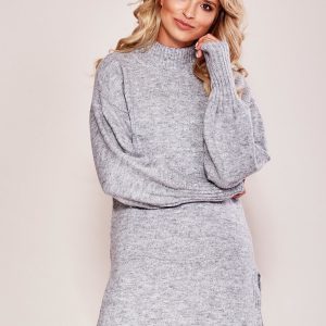 Wholesale Grey long sweater with wide welts