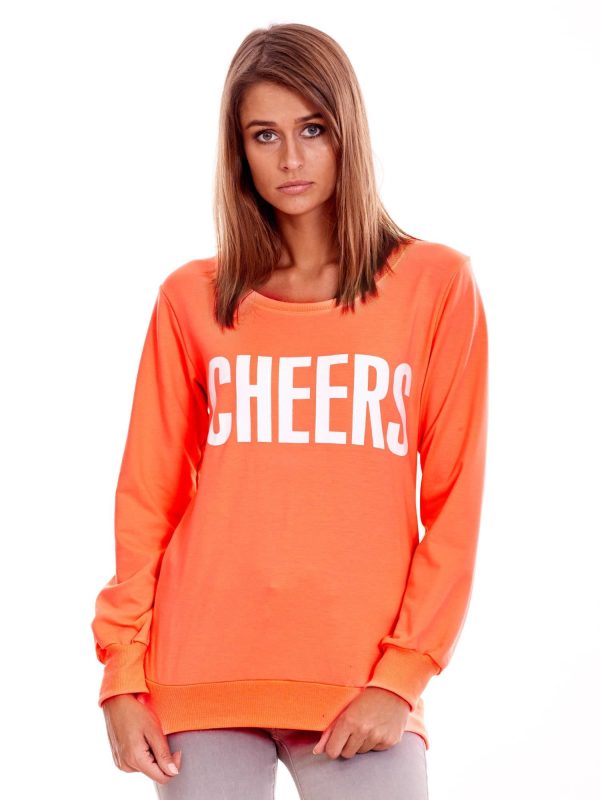 Wholesale Peach light sweatshirt with the inscription CHEERS