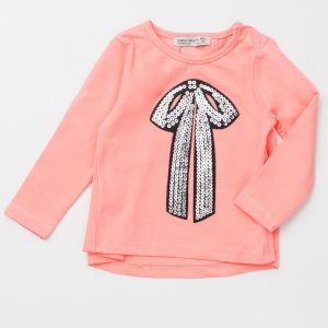 Wholesale Peach blouse for girl with sequin applique