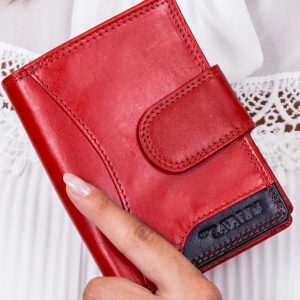 Wholesale Red wallet with stitching and contrasting insert