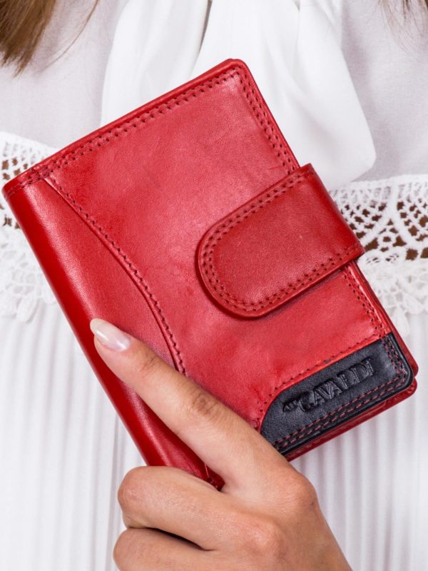 Wholesale Red wallet with stitching and contrasting insert