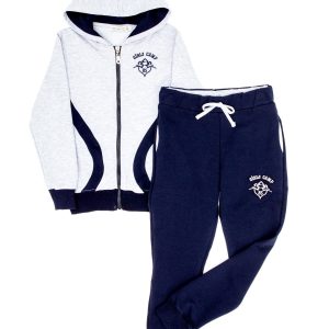 Wholesale Grey-navy blue set for girl pants and sweatshirt