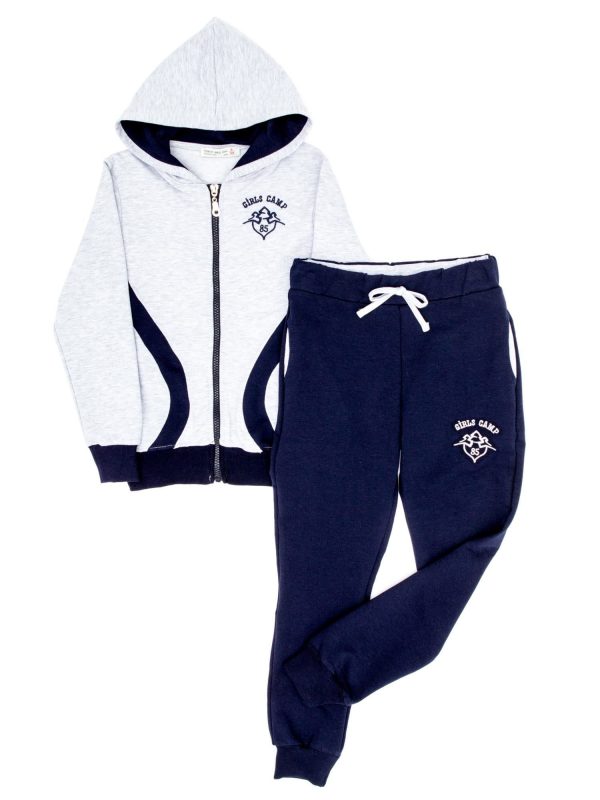 Wholesale Grey-navy blue set for girl pants and sweatshirt