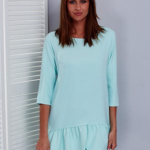 Wholesale Mint dress with layered ruffle