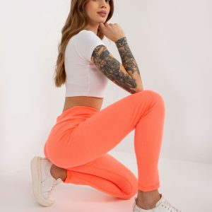 Wholesale Fluo orange casual leggings basic stripe