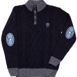 Wholesale Navy blue jumper for a boy with patches on the elbows