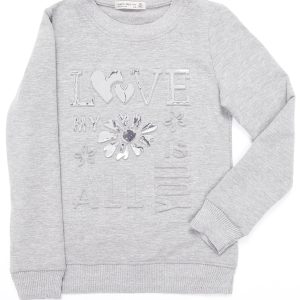 Wholesale Grey girl sweatshirt with convex applique