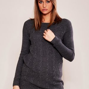 Wholesale Dark grey sweater with applique